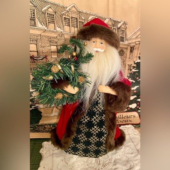3/75$ Christmas Tree Topper Vintage Christmas Santa Claus with wreaths in hands - Picture 13 of 15